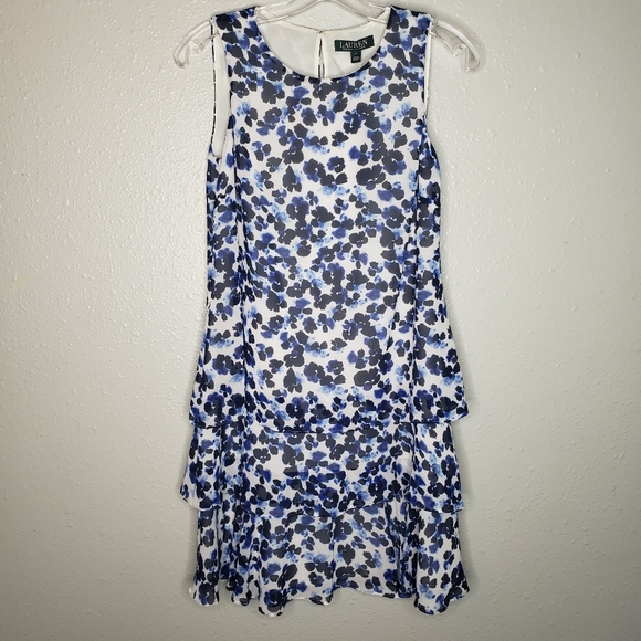NWT Lauren Ralph Lauren floral print tiered ruffled midi sheath dress size 0 - Picture 5 of 11